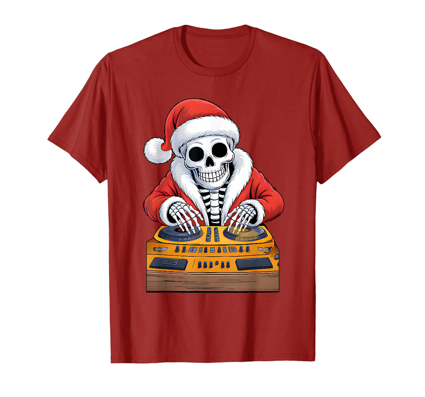 Xmas Santa Skeleton Playing Dj Funny Christmas Boys Kids T-Shirt