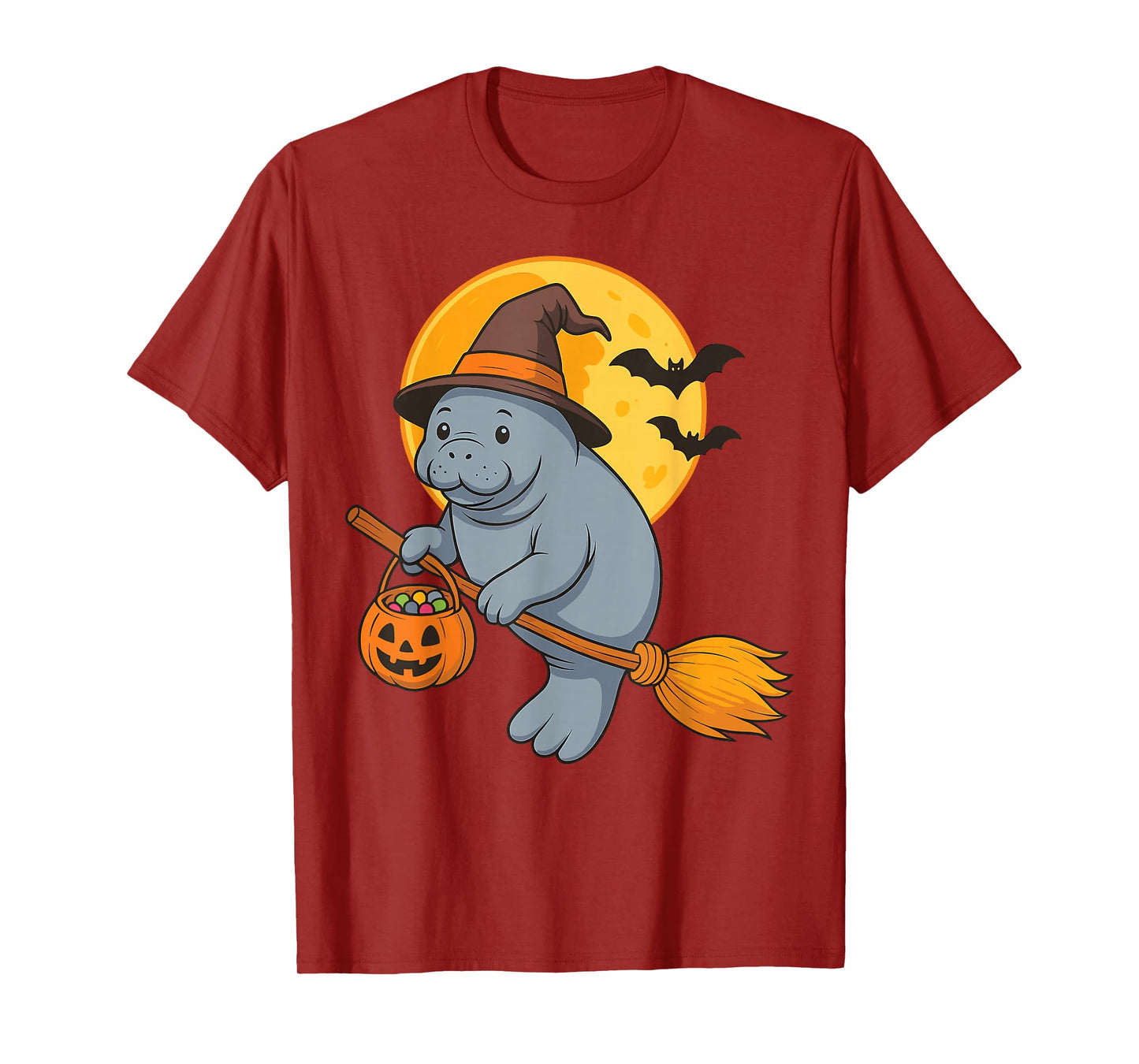 Manatee Witch Hat Pumpkin Halloween Costume Men Women Kids T-Shirt
