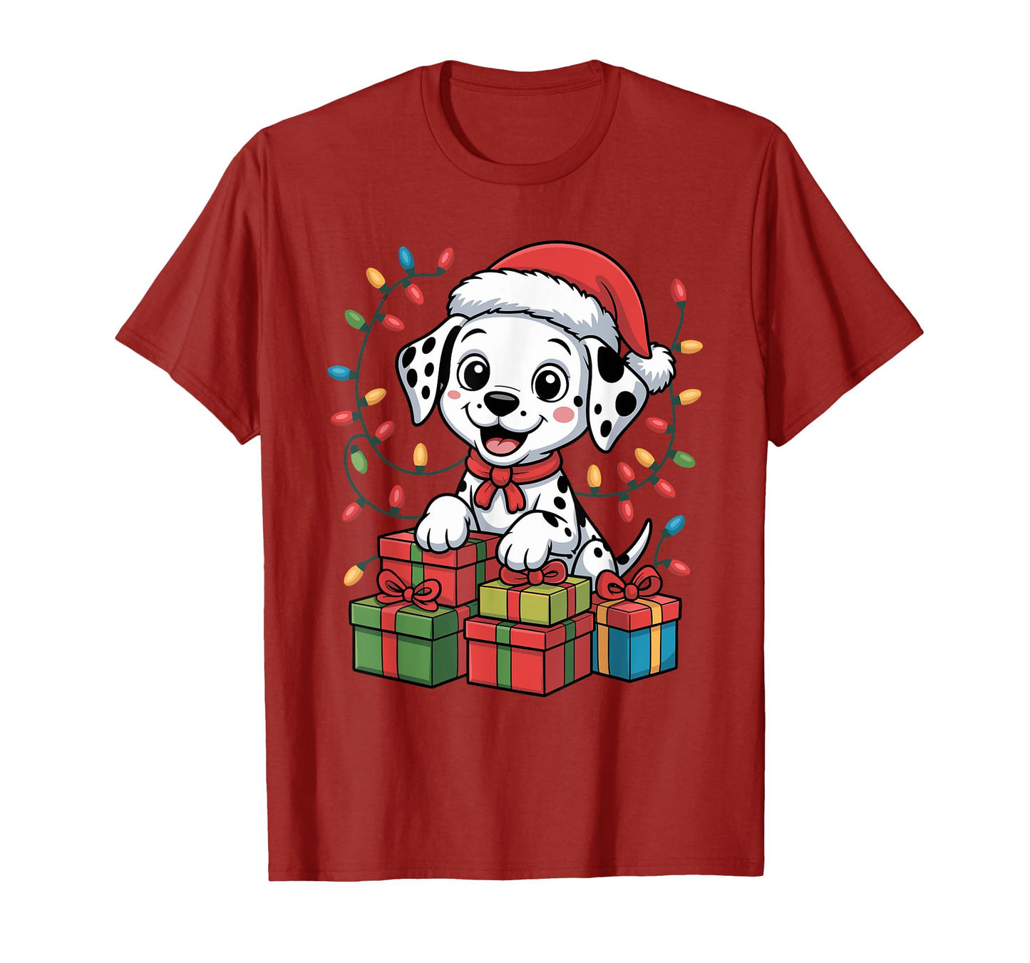 Cute Dalmatian Christmas Xmas Design Funny Dog Lover Holiday T-Shirt