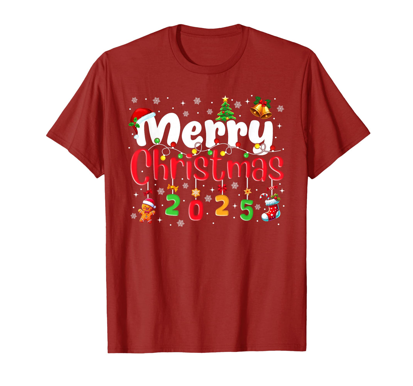 Merry Christmas 2025 Santa Hat Xmas Family Men Women Kids T-Shirt