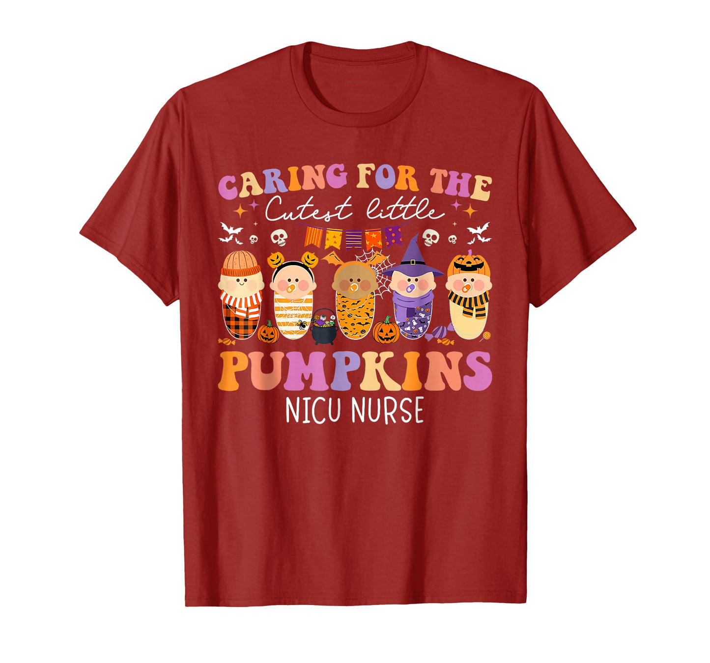 Funny Halloween NICU Nurse Baby Pumpkin Costume for Staff T-Shirt