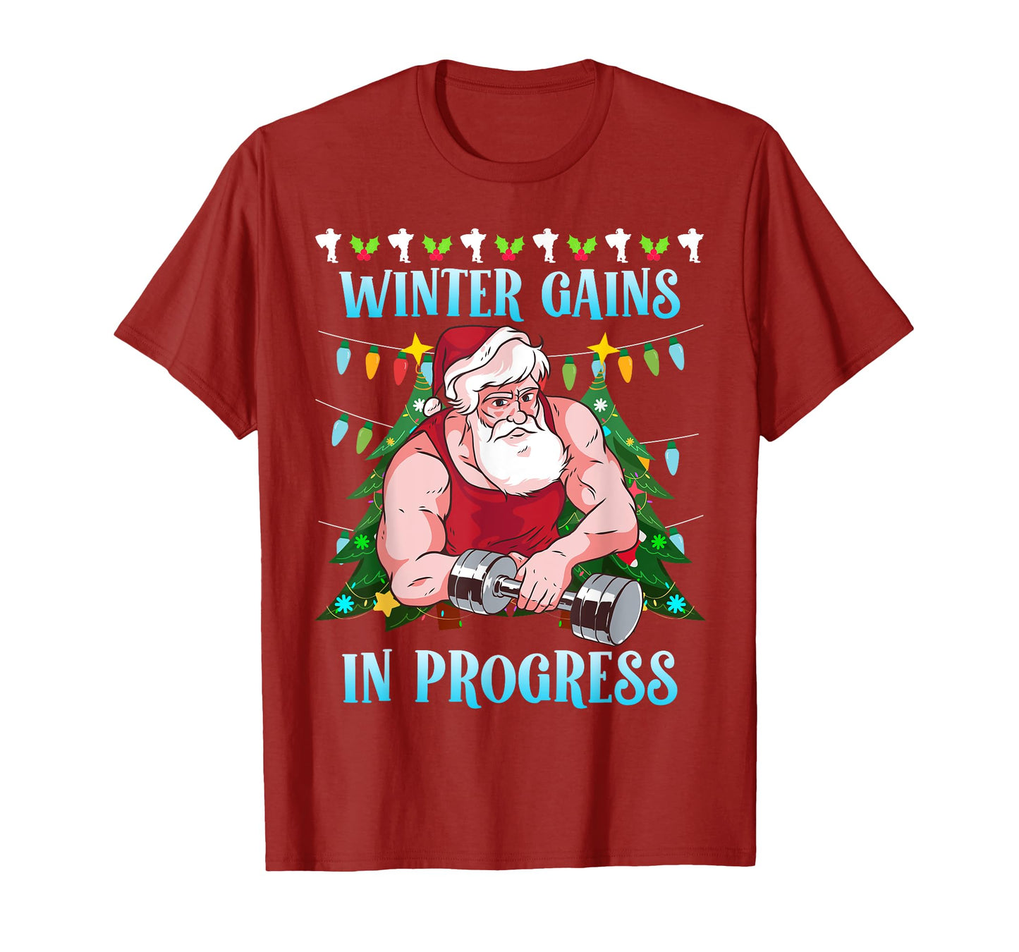 Winter Fitness Trip Santa Claus Funny Fitnessstudio T-Shirt