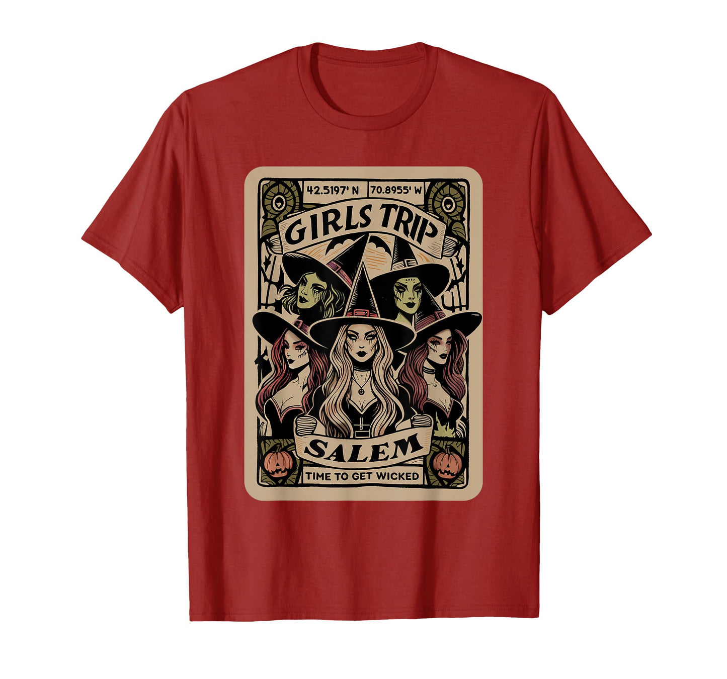 Girls Trip to Salem Time To Get Wicked Tarot Card Halloween T-Shirt