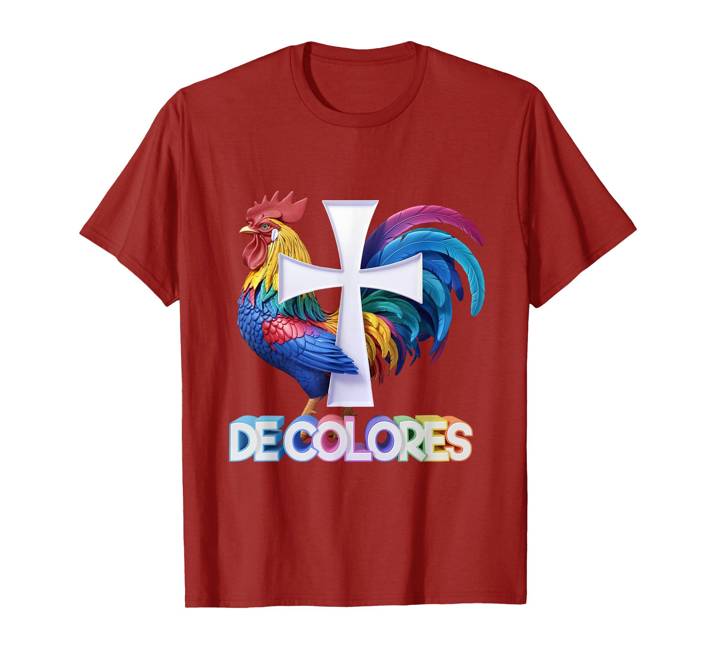 DeColores Cursillo Rainbow Rooster Catholic T-Shirt