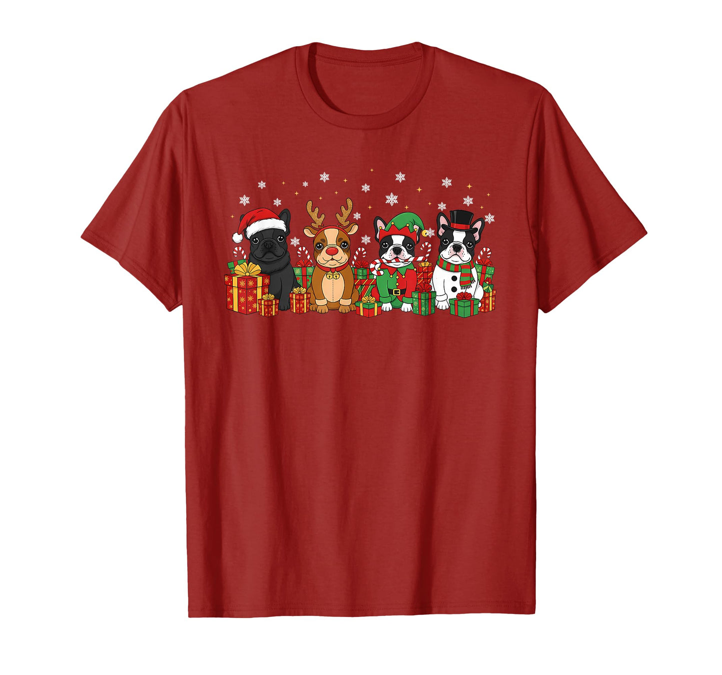 Christmas Dog French Bulldog Xmas Dog Lover Men Women Kids T-Shirt