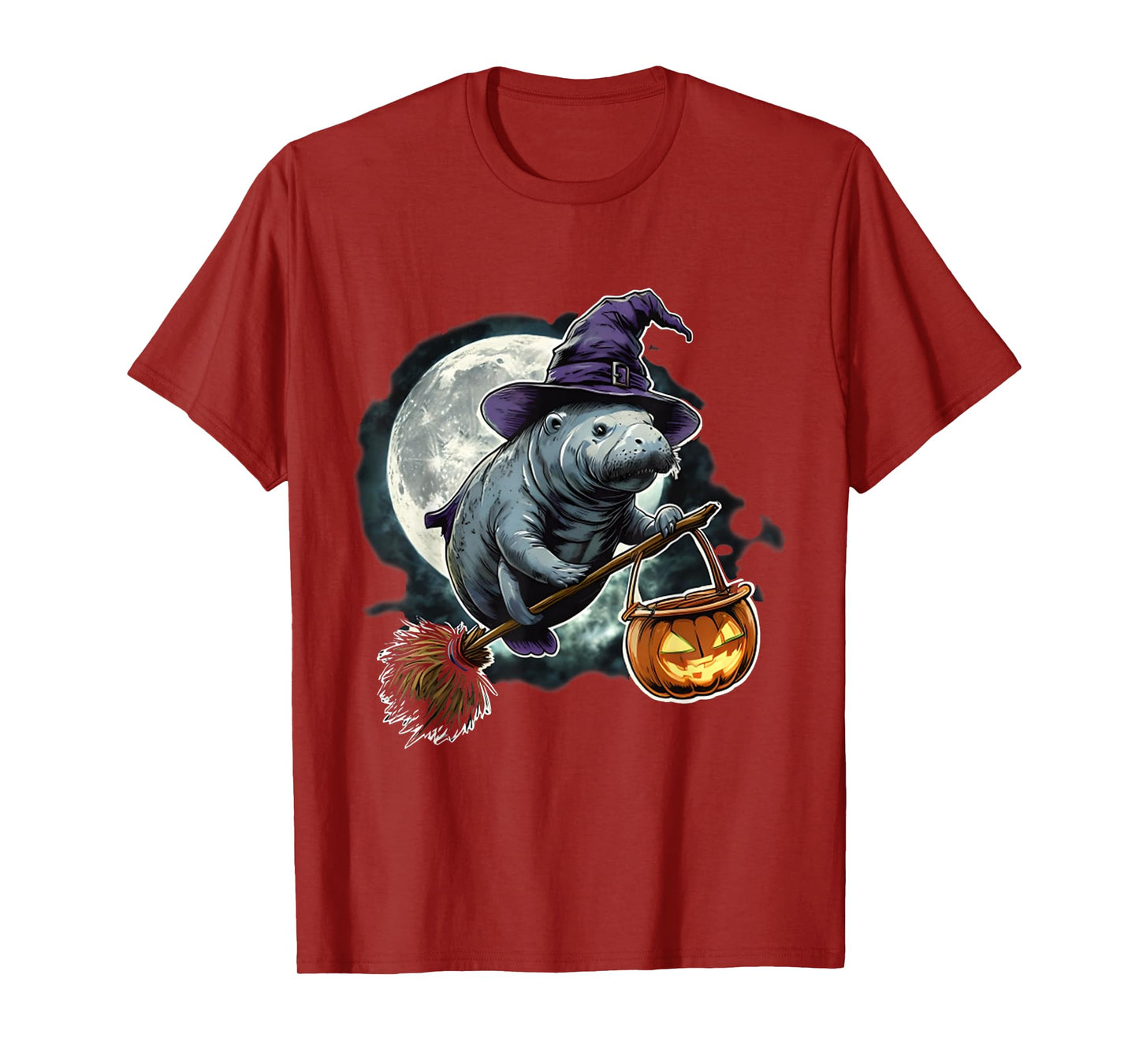 Manatee Witch Hat Pumpkin Halloween Costume Men Women Kids T-Shirt