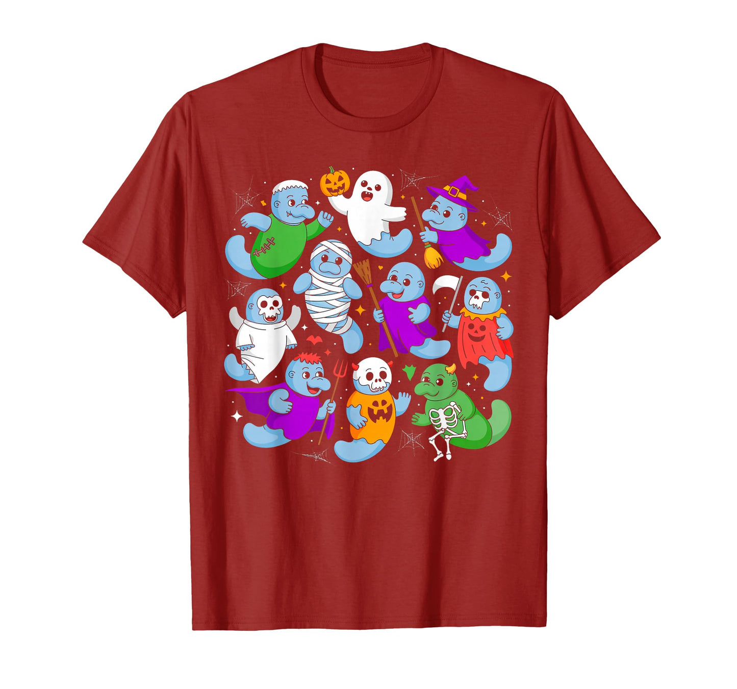 Spooky Cute Manatees Funny Halloween Animal Squad T-Shirt