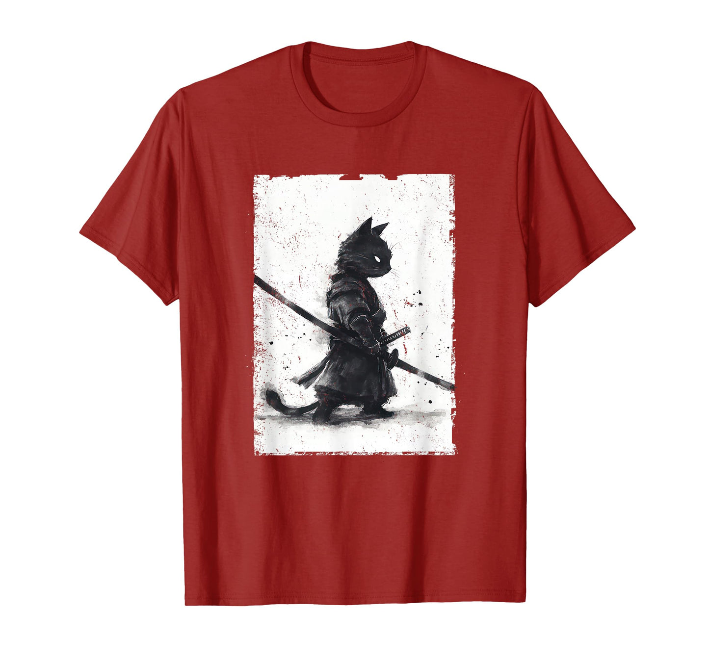 Vintage Samurai Cat Graphic Art Japanese Ukiyo-e T-Shirt