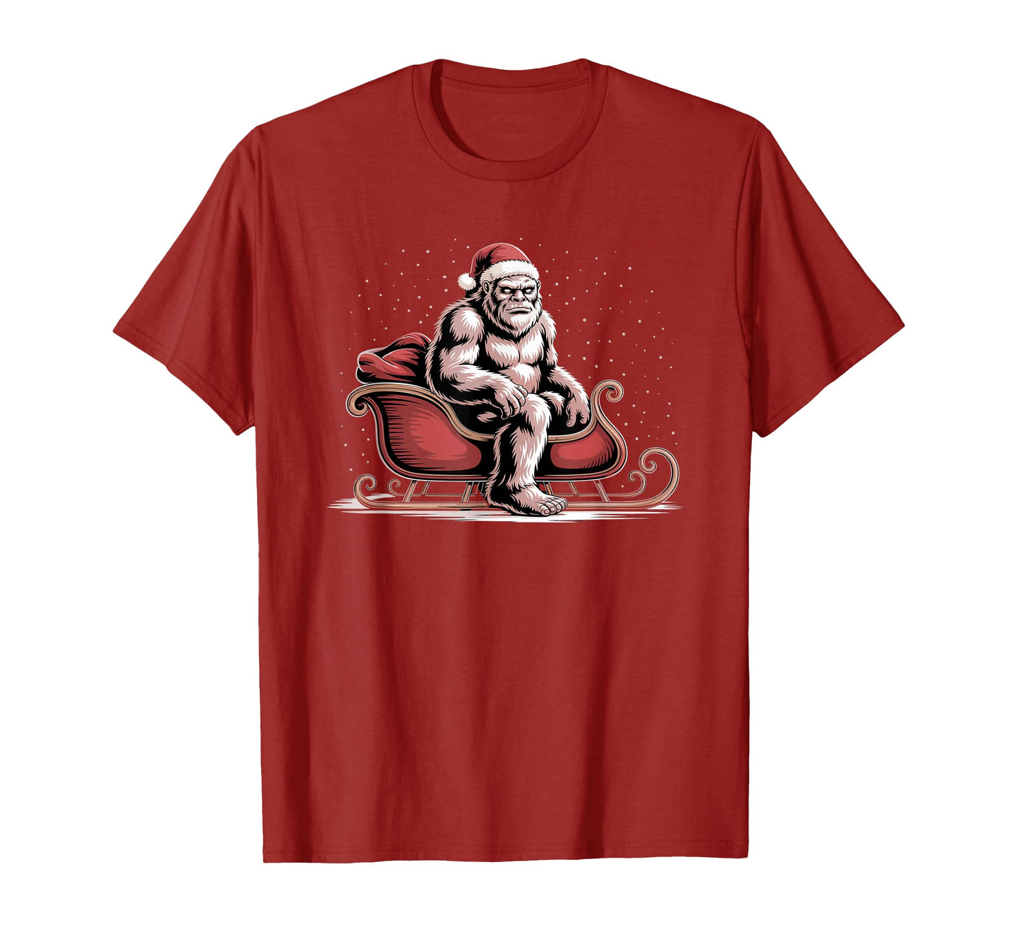 Fife Life Bigfoot Sasquatch in Santa's Sleigh Christmas T-Shirt
