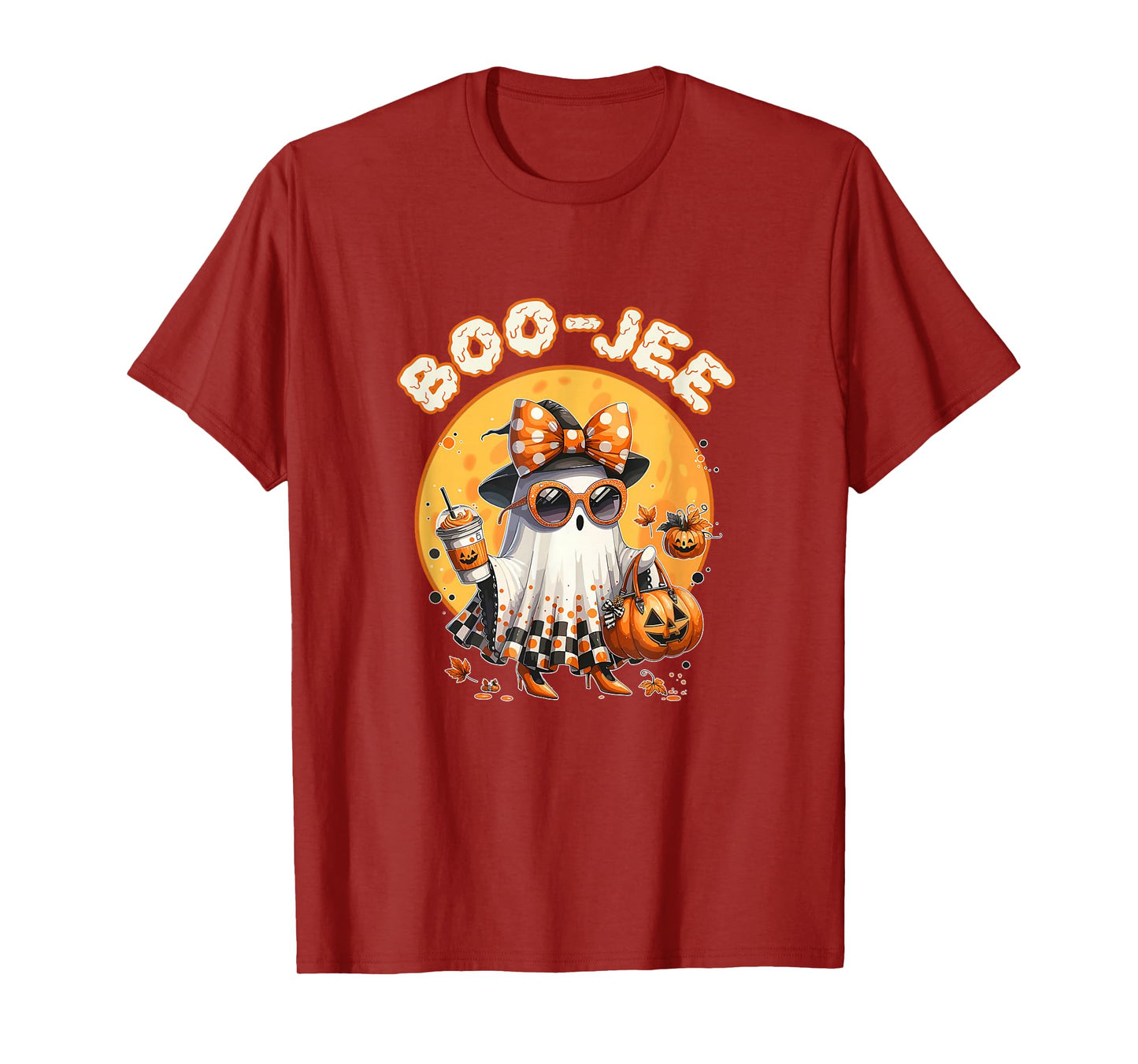 Coquette Leopard Ghost Coffee Boo-JEE Halloween T-Shirt