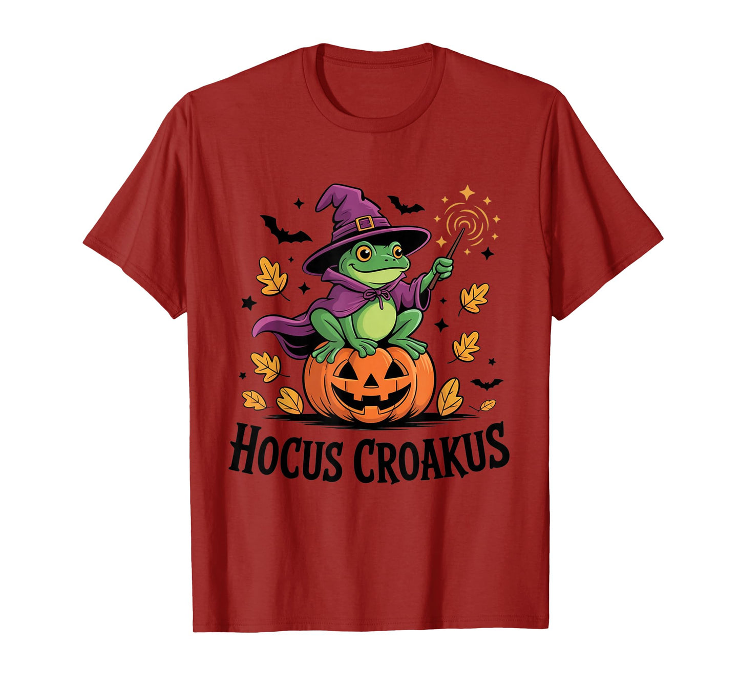 Hocus Croakus Pumpkin Wizard Frog Funny Halloween Witch T-Shirt