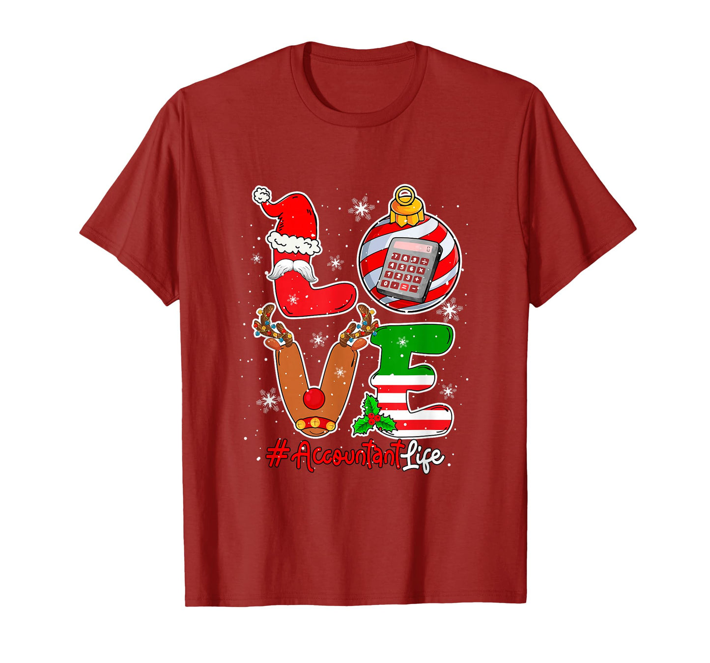 Love Accountant Christmas Santa Reindeer Costume Job Team T-Shirt