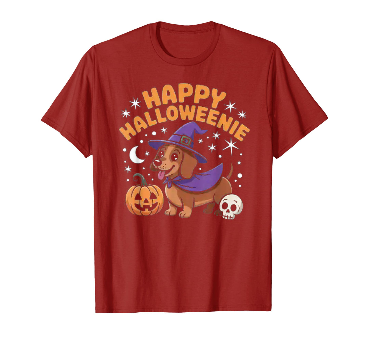 Dachshund Weiner Dog Witch Happy Halloweenie T-Shirt