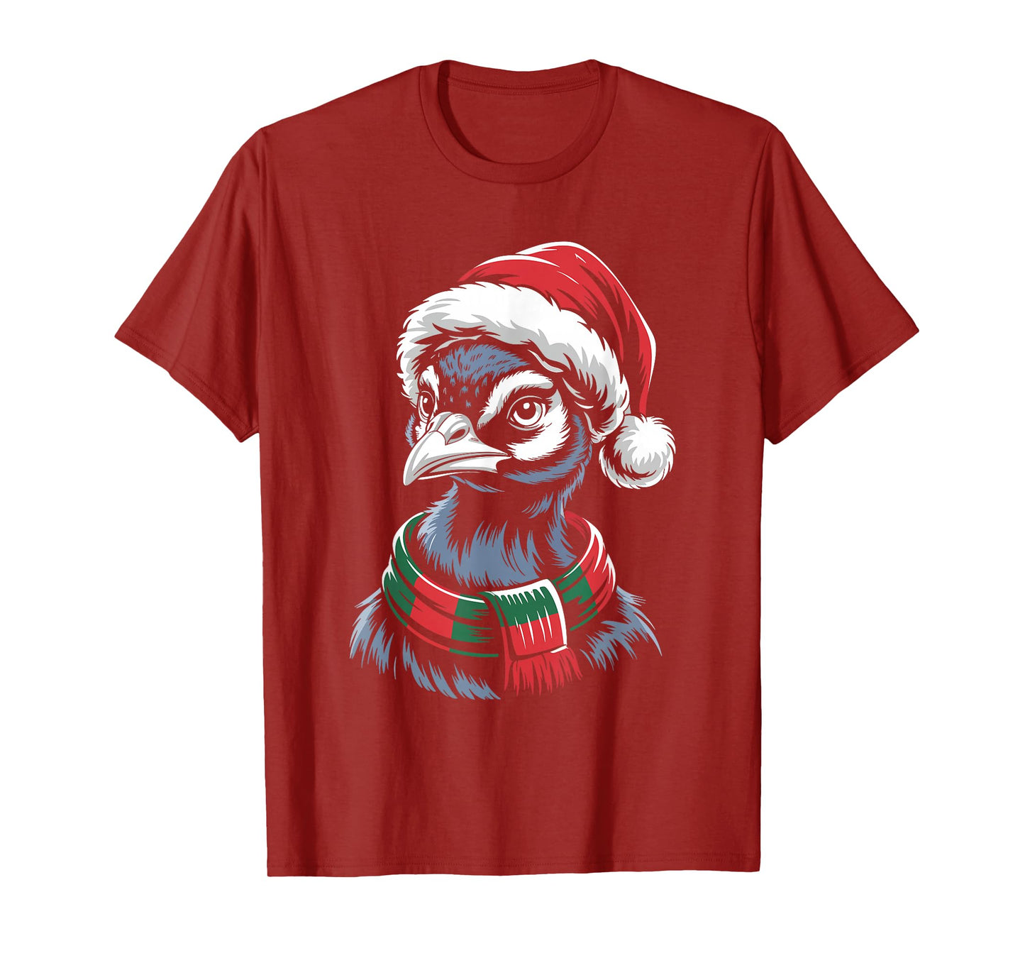 Peacock Xmas Santa Hat Scarf Christmas Costume T-Shirt