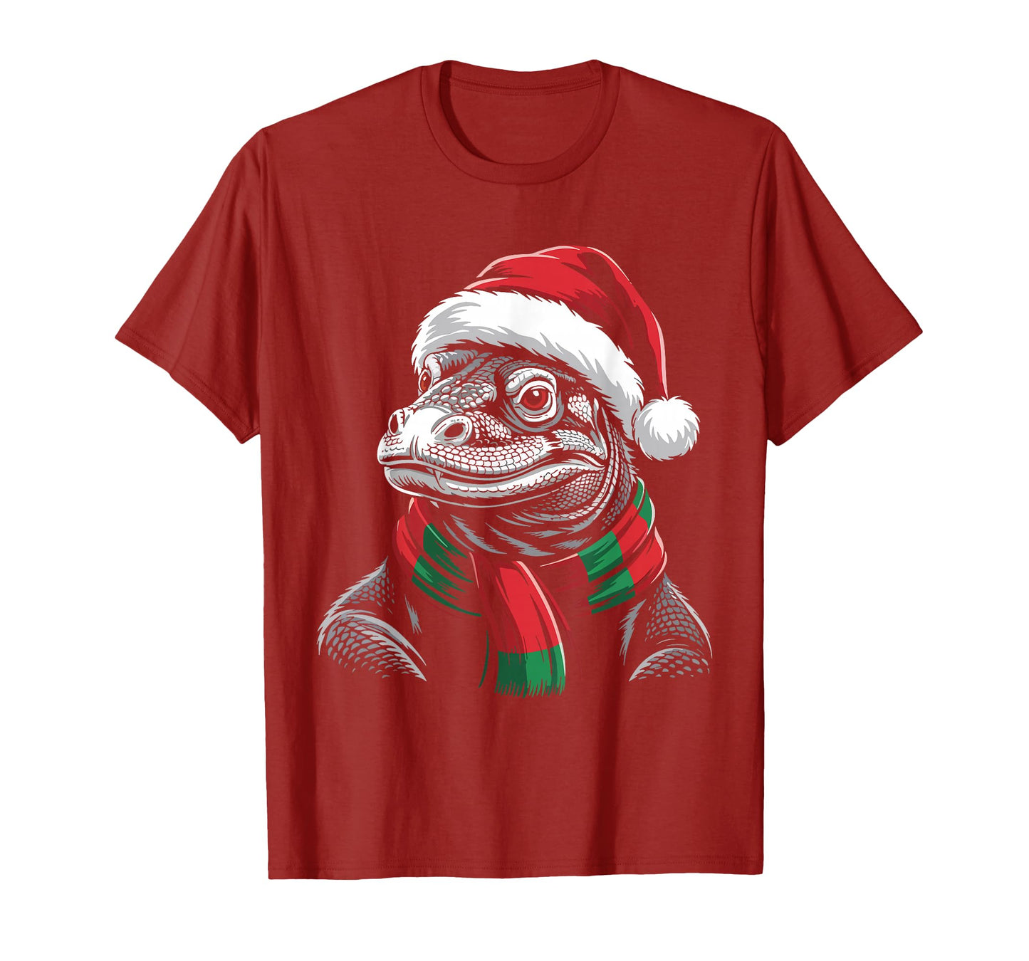 Komodo Dragon Xmas Santa Hat Scarf Christmas Costume T-Shirt
