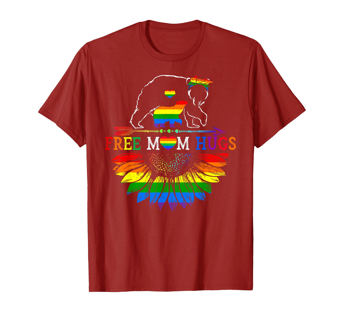 LGBTQ Pride Mama Bear Free Mom Hugs LGBT Proud Rainbow Ally T-Shirt