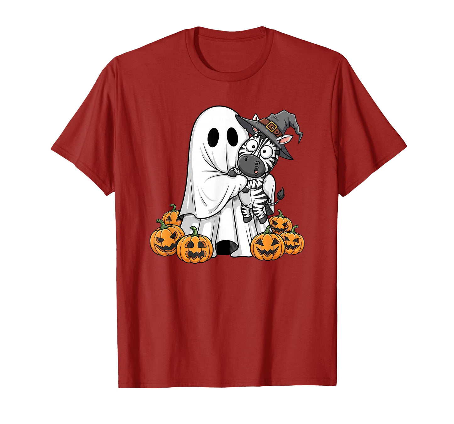 Funny Ghost Zebra Pumpkin Halloween Kids Mens Womens T-Shirt