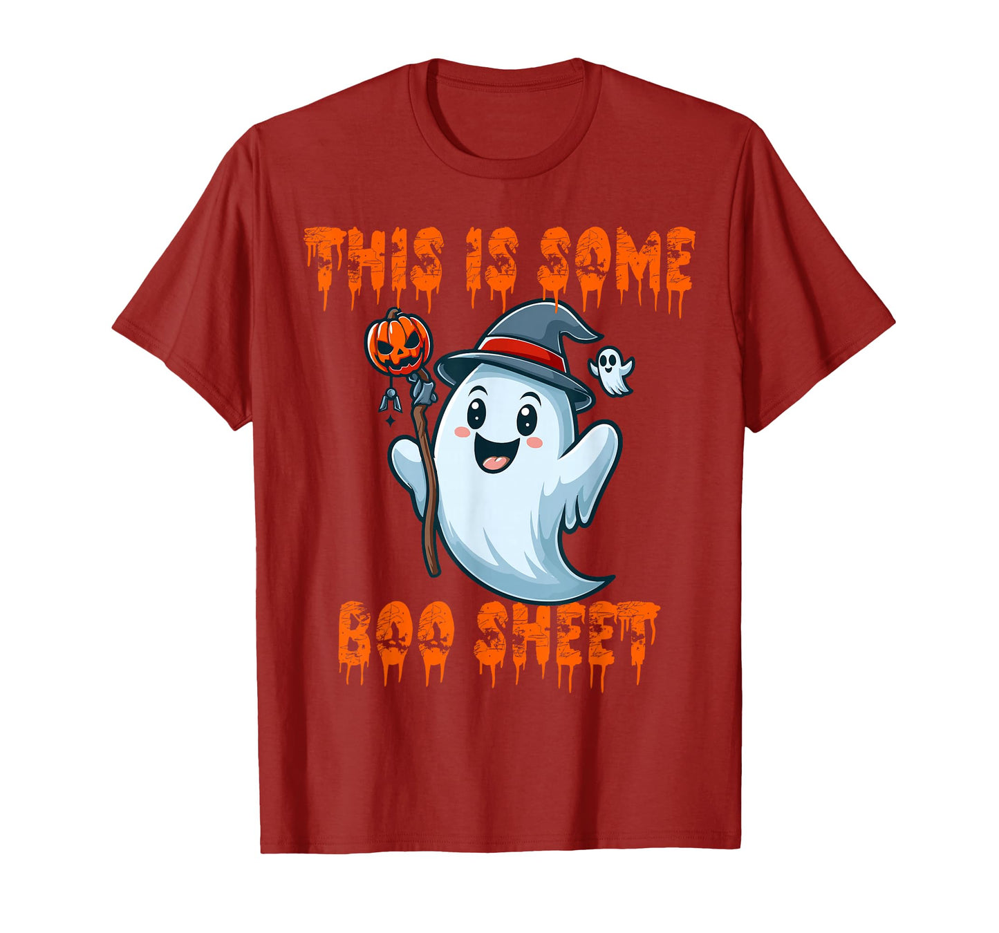 Funny Halloween Ghost Crew Orange Pumpkin Party for Kids T-Shirt