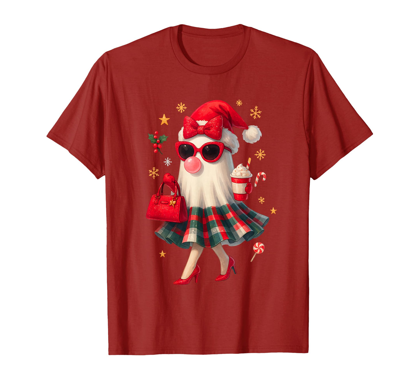 Retro Santa Girl Christmas Cute Xmas Boojee Women T-Shirt