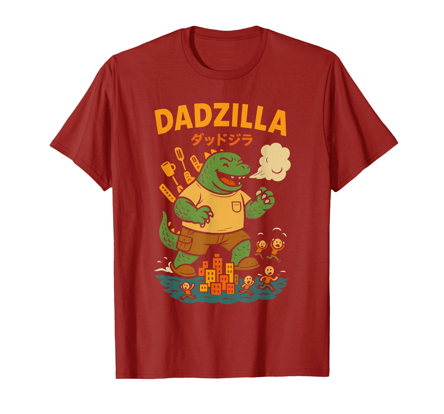 Dadzilla Funny Cartoon Gift for Dad Retro Vintage T-Shirt