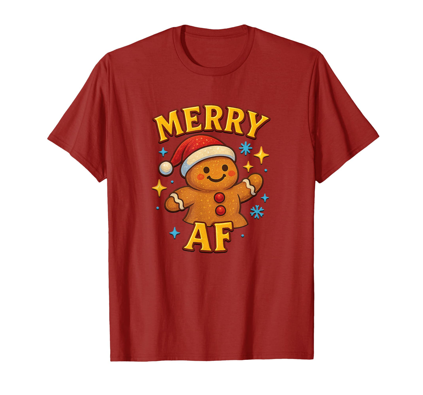 Merry AF Gingerbread Man Christmas Santa Hat Cookie Holiday T-Shirt