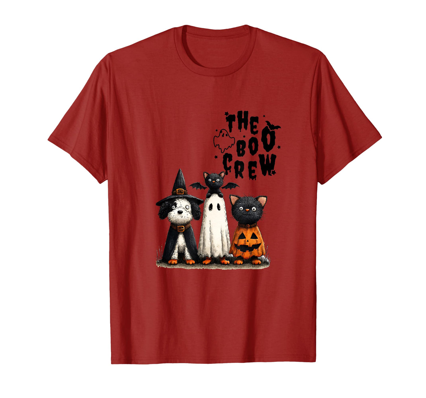 Whimsical Halloween Cat and Dog in Costume Design T-Shirt