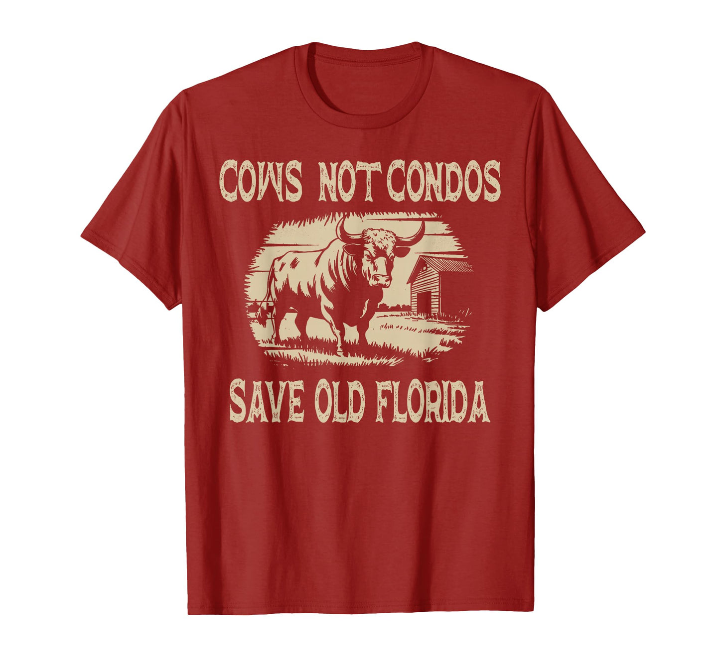 Funny Vintage Cows Not Condos Save Old Florida T-Shirt