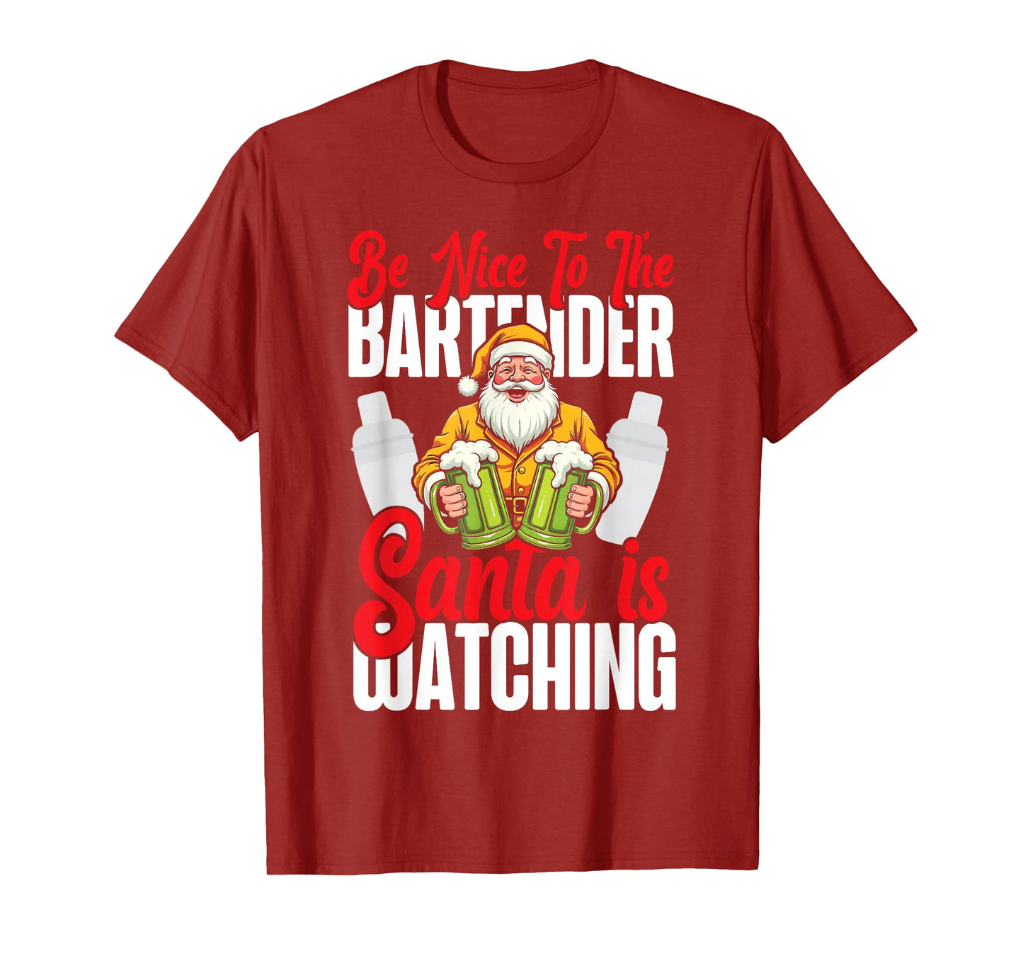 Bartender Mixologist Christmas Be Nice to The Bartender T-Shirt