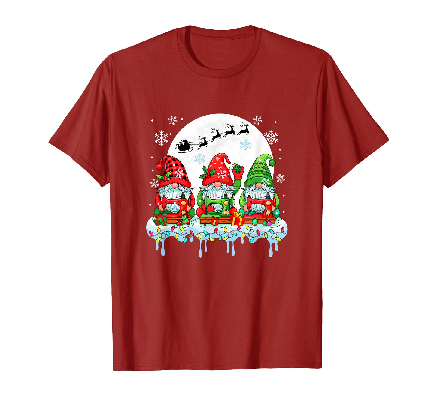 Three Colorful Gnomes with Sewing Tools Christmas Tailor T-Shirt