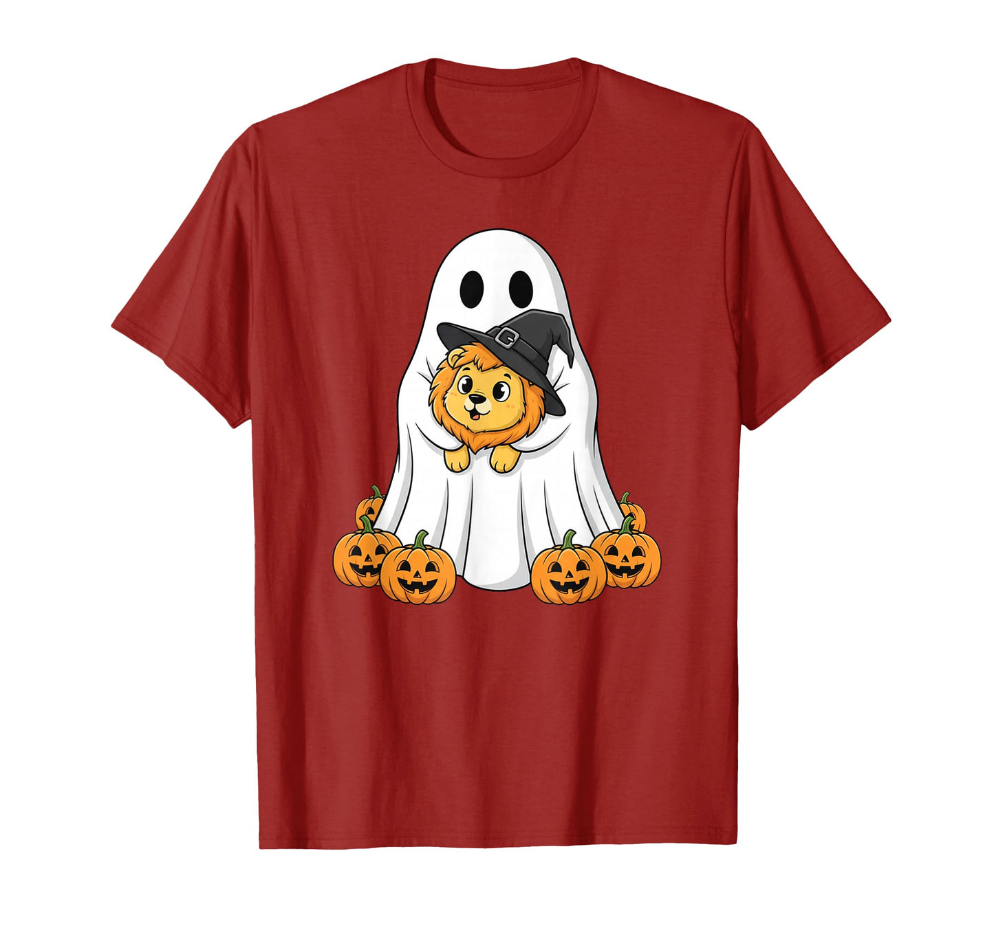 Funny Ghost Lion Pumpkin Halloween Kids Mens Womens T-Shirt
