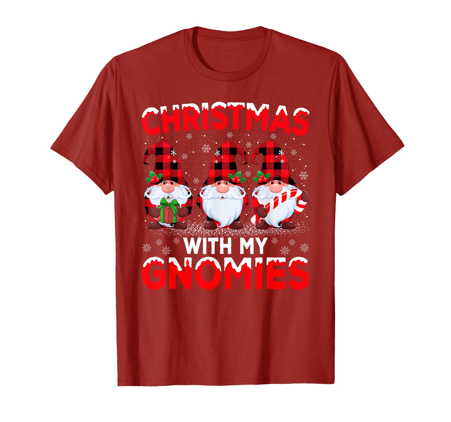 Matching Family Buffalo Plaid Gnome Christmas Pajamas T-Shirt