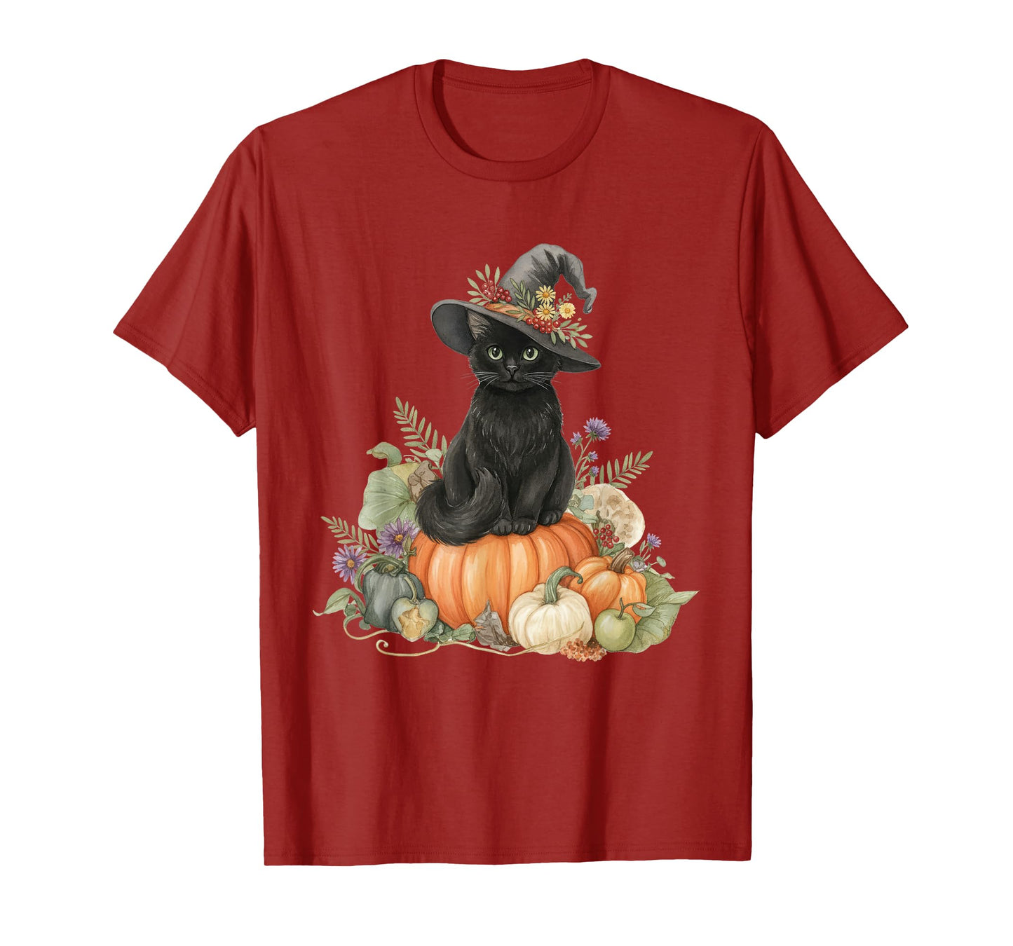 Retro Black Cat Groovy Pumpkin Halloween Cat Lovers T-Shirt