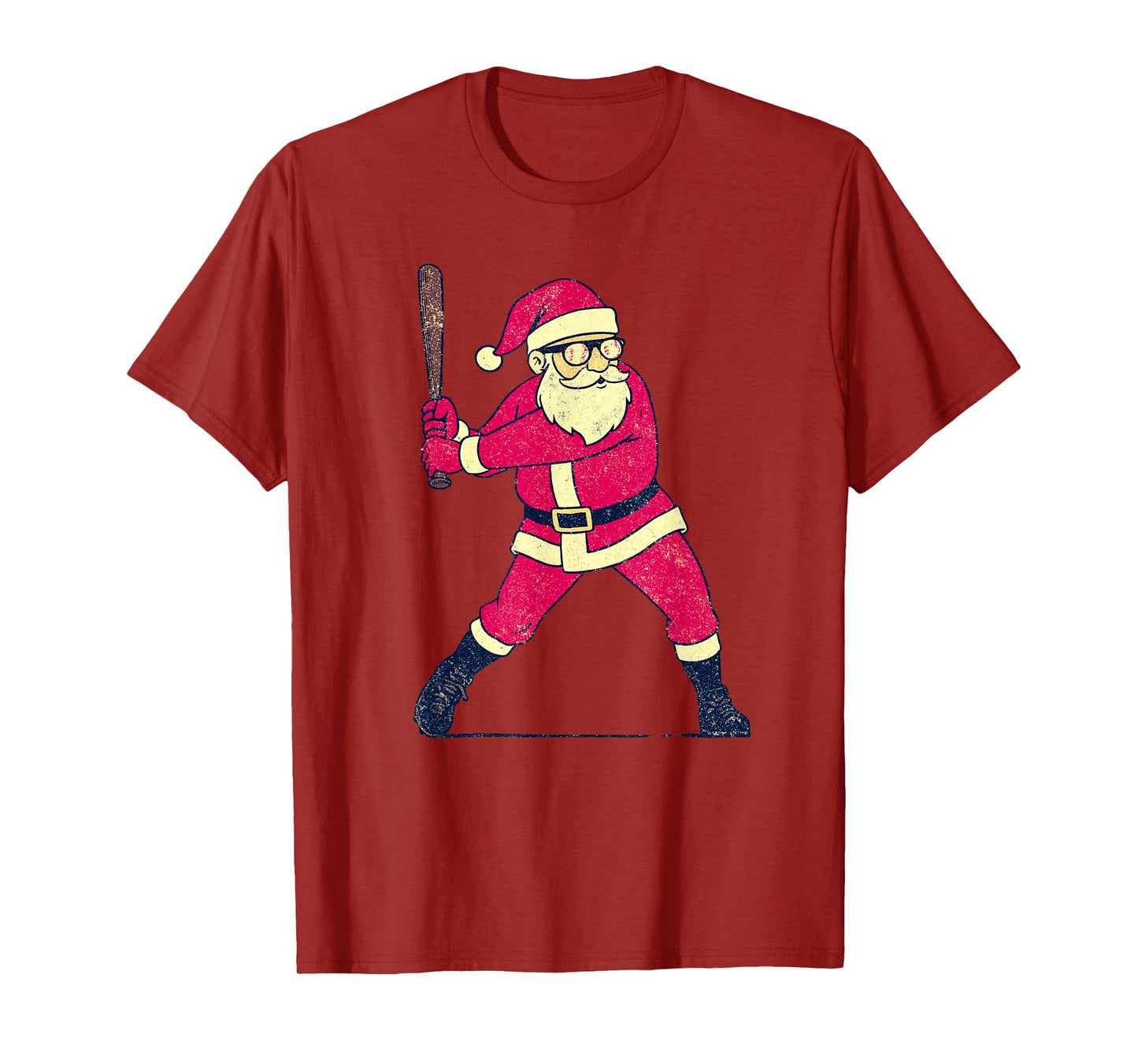 Santa Claus Playing Baseball Xmas Holiday Funny Christmas T-Shirt