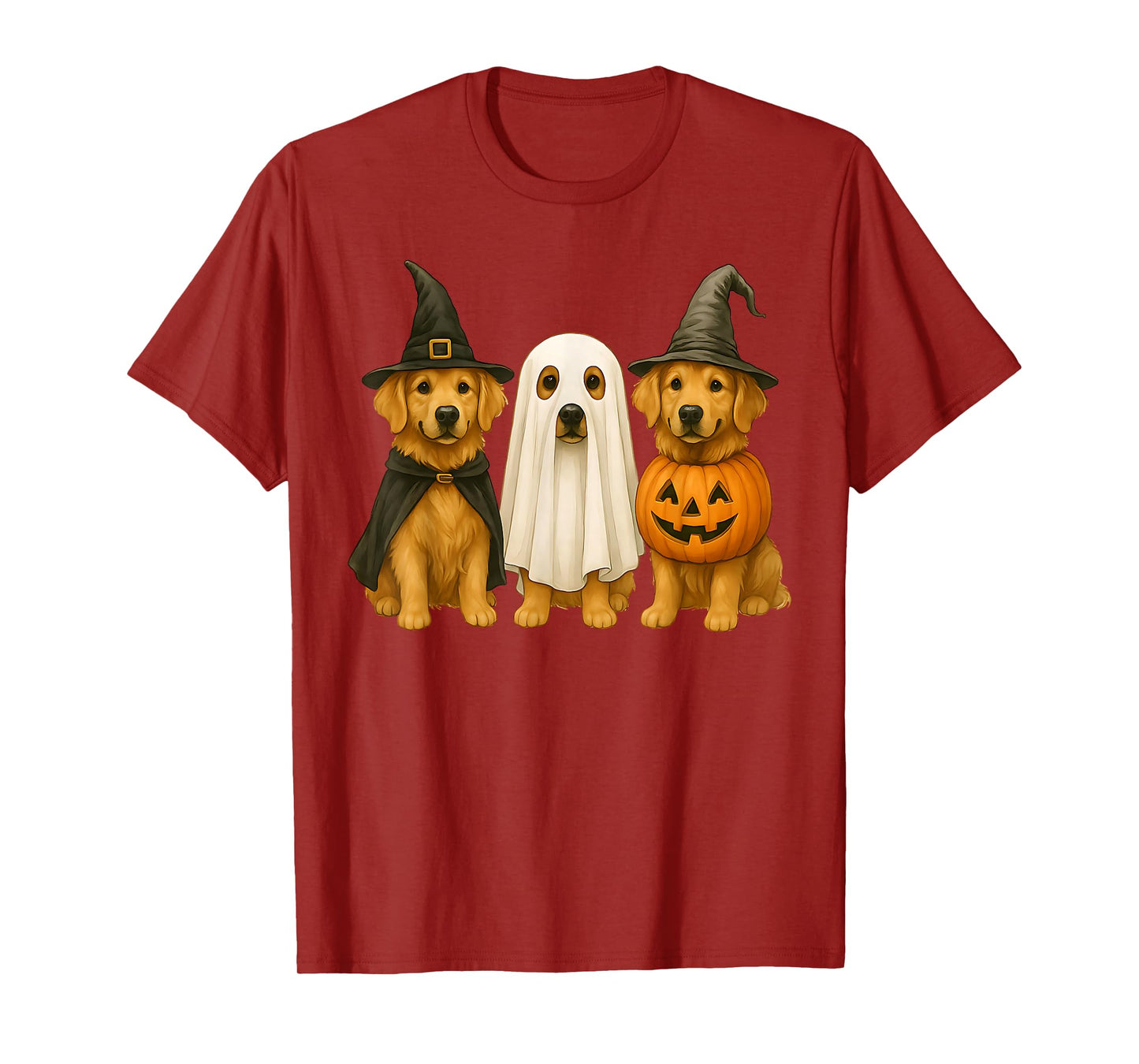 Golden Retriever Halloween Witch Ghost Pumpkin T-Shirt