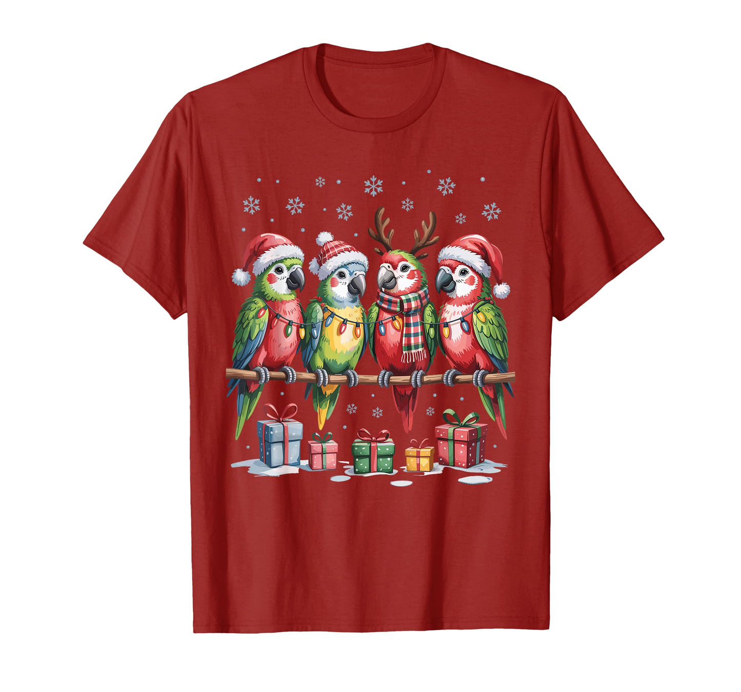 Parrot Christmas Cute Bird Lovers Funny Holiday Pajamas T-Shirt