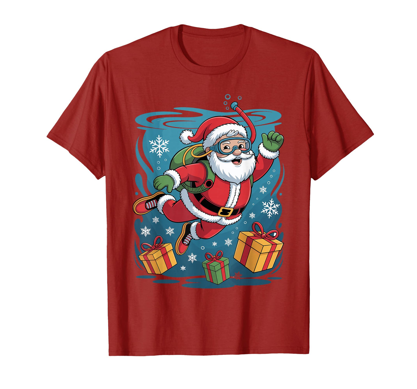 Funny Santa Scuba Diving Lover Holiday Christmas Xmas Pajama T-Shirt