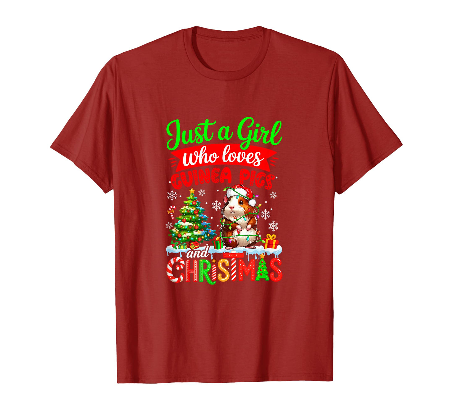 A Girl Loves Guinea Pigs and Christmas Santa Rodent Lover T-Shirt