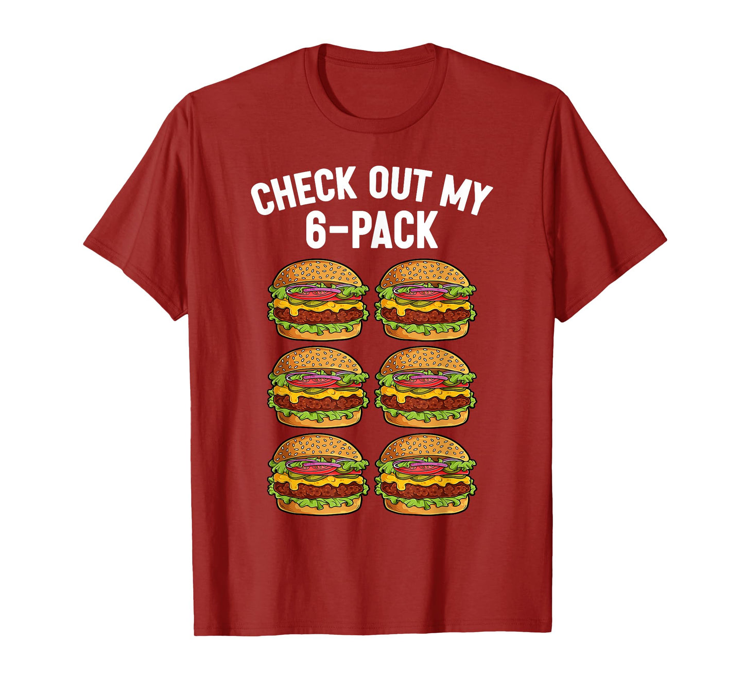 Funny Burger 6-Pack Abs Hamburger Cheeseburger Sandwich T-Shirt