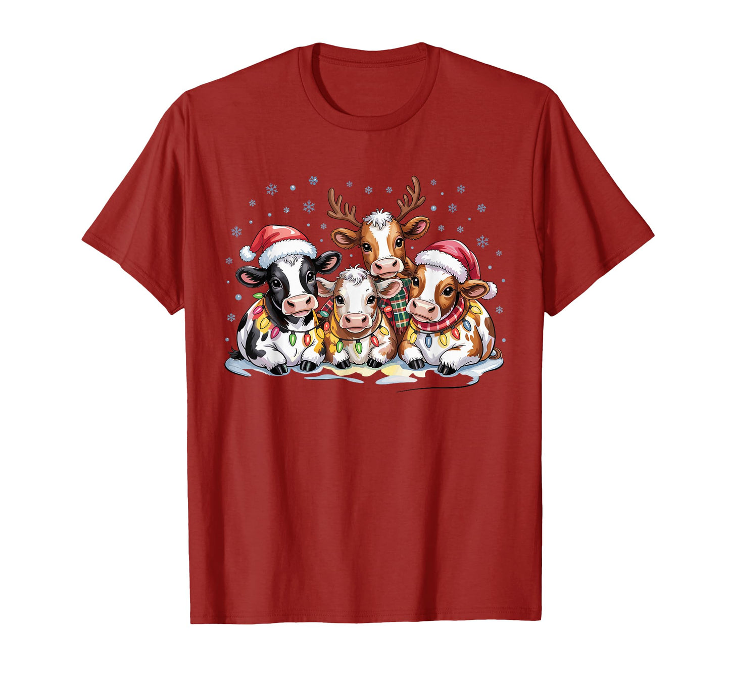 Cute Cow Christmas Funny Farm Animal Lovers Holiday Pajamas T-Shirt
