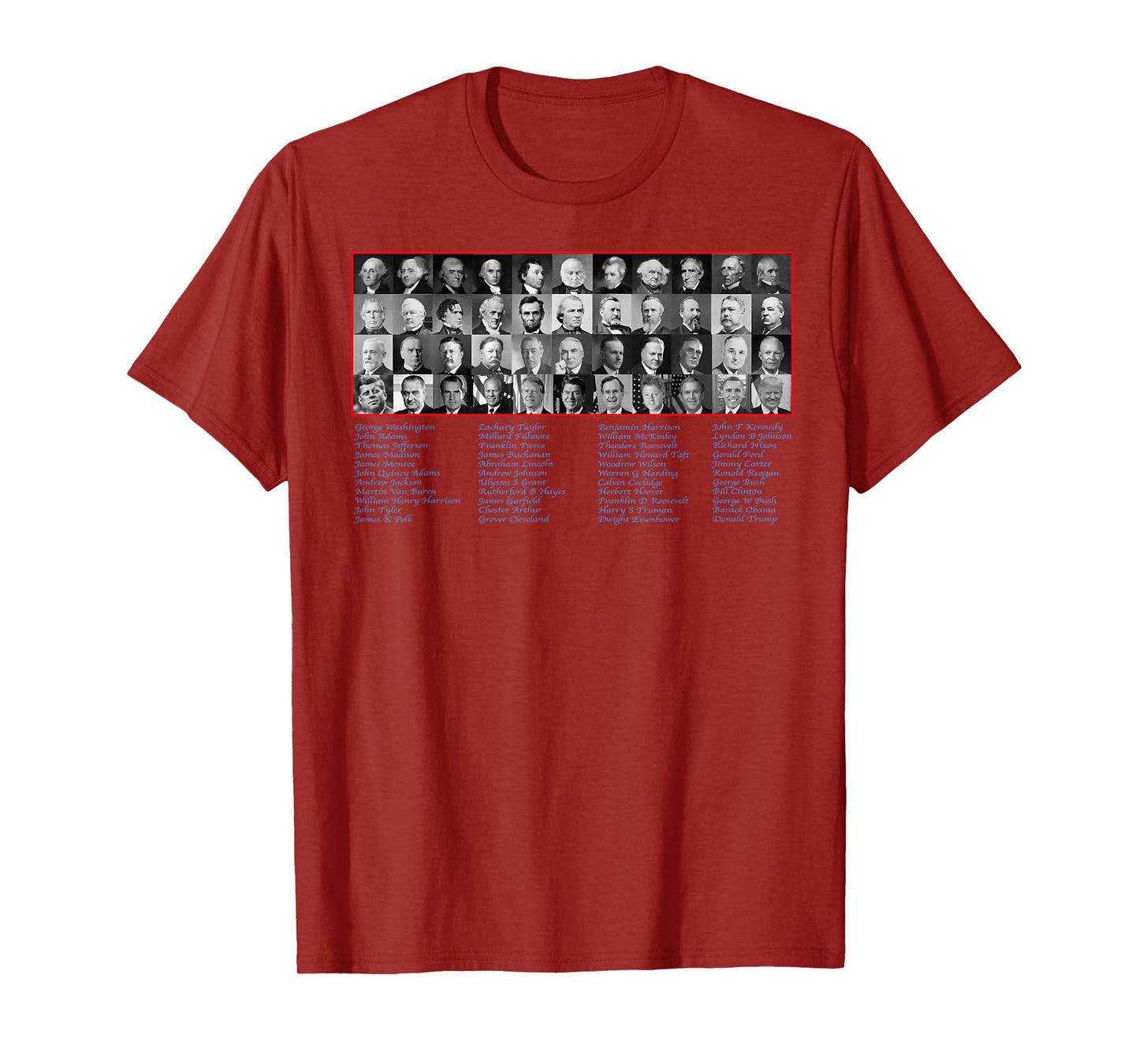 United States Of America Presidents from Washington to Trump T-Shirt