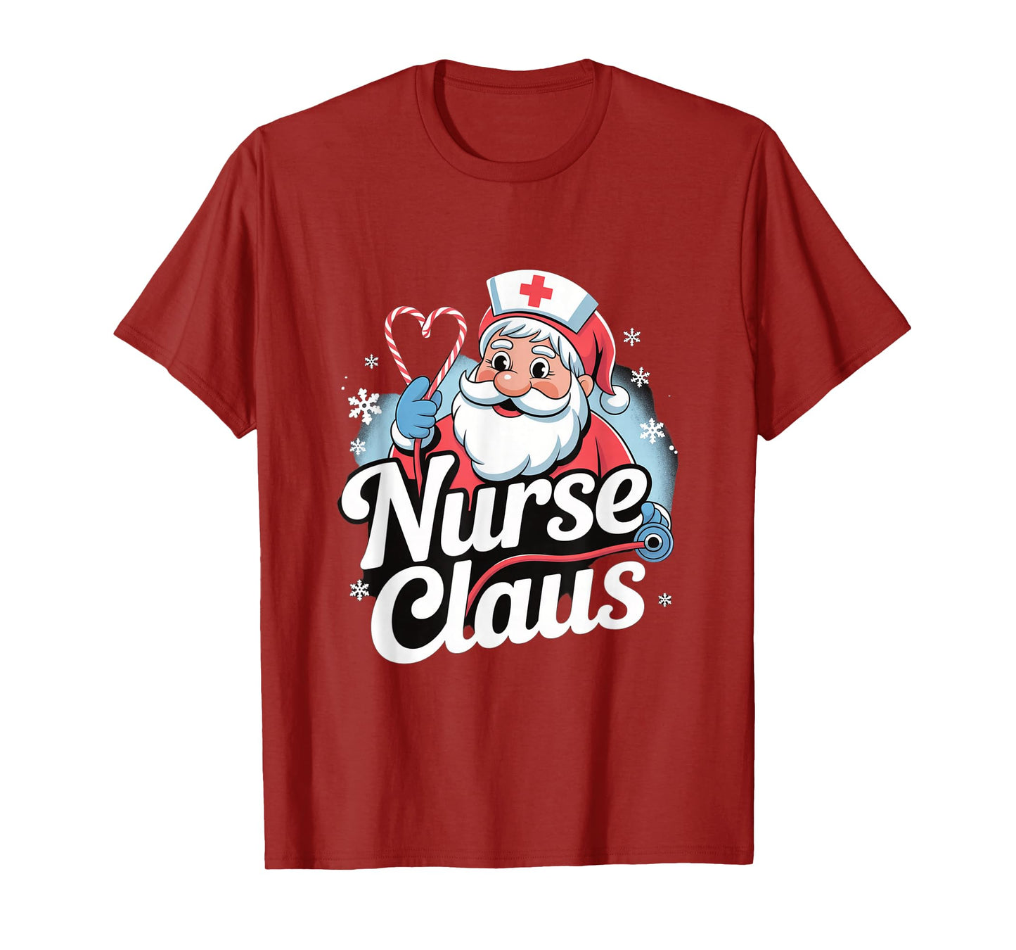 Nurse Claus Christmas Design with Santa Hat and Candy T-Shirt