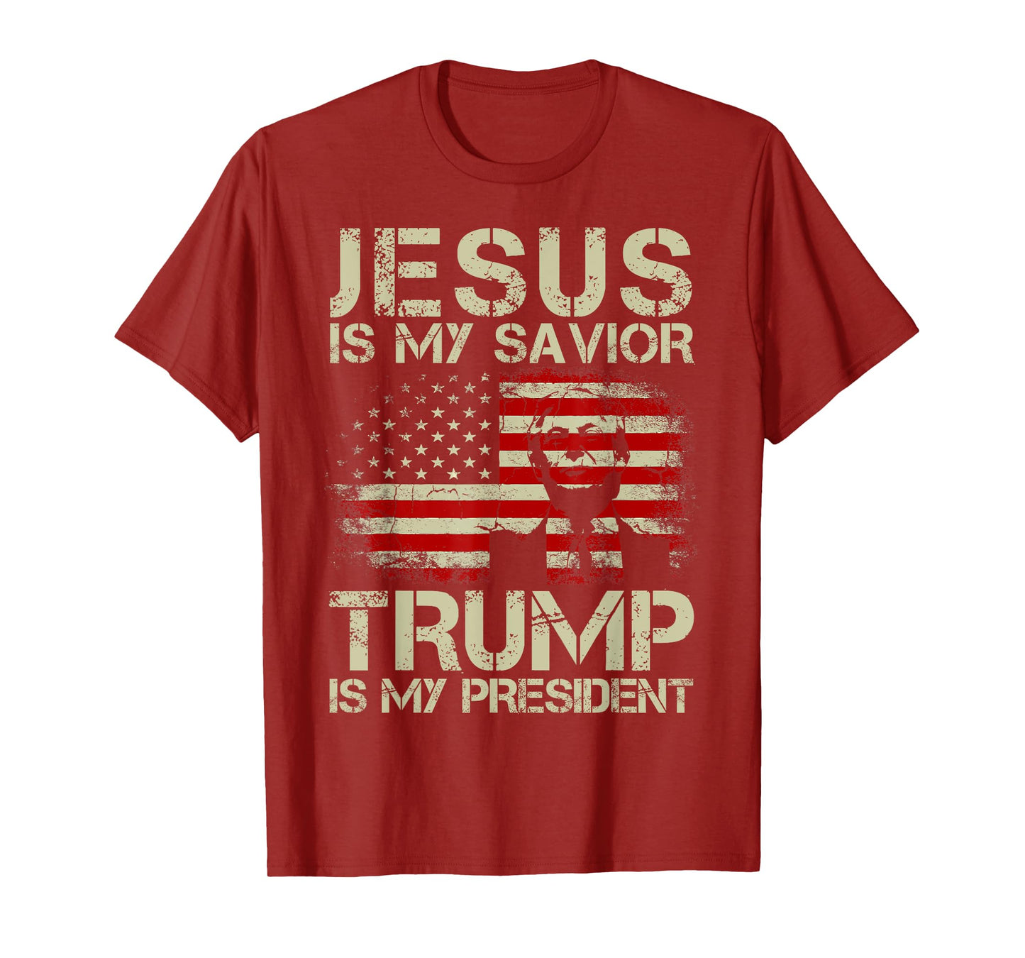 Jesus Is My Savior Trump Is My President Trump 2024 USA Flag T-Shirt