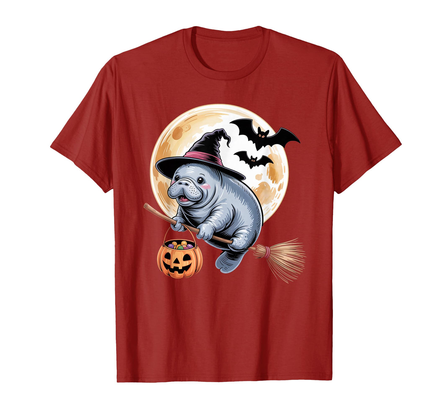 Manatee Witch Hat Funny Sea Cow Halloween Costume Men Women T-Shirt