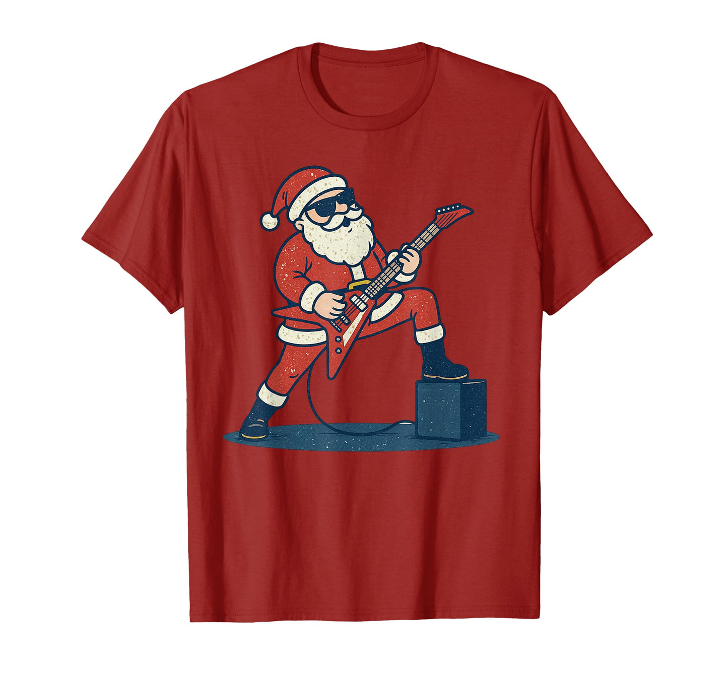 Santa Playing Rock Guitar Christmas Vintage Funny Xmas T-Shirt