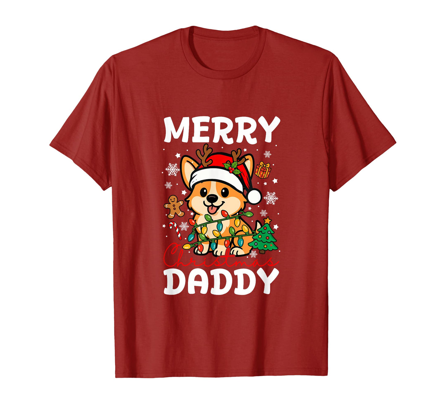 Merry Christmas Daddy Santa Corgi Funny Owner Lover Family T-Shirt