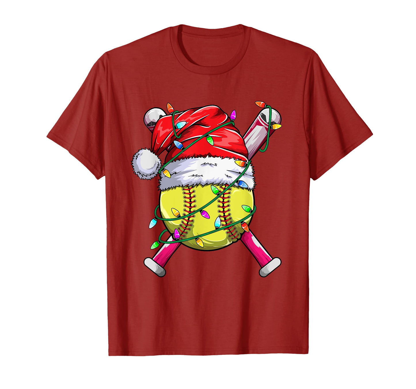 Santa Sports Design- Women Girls Christmas Softball Player T-Shirt