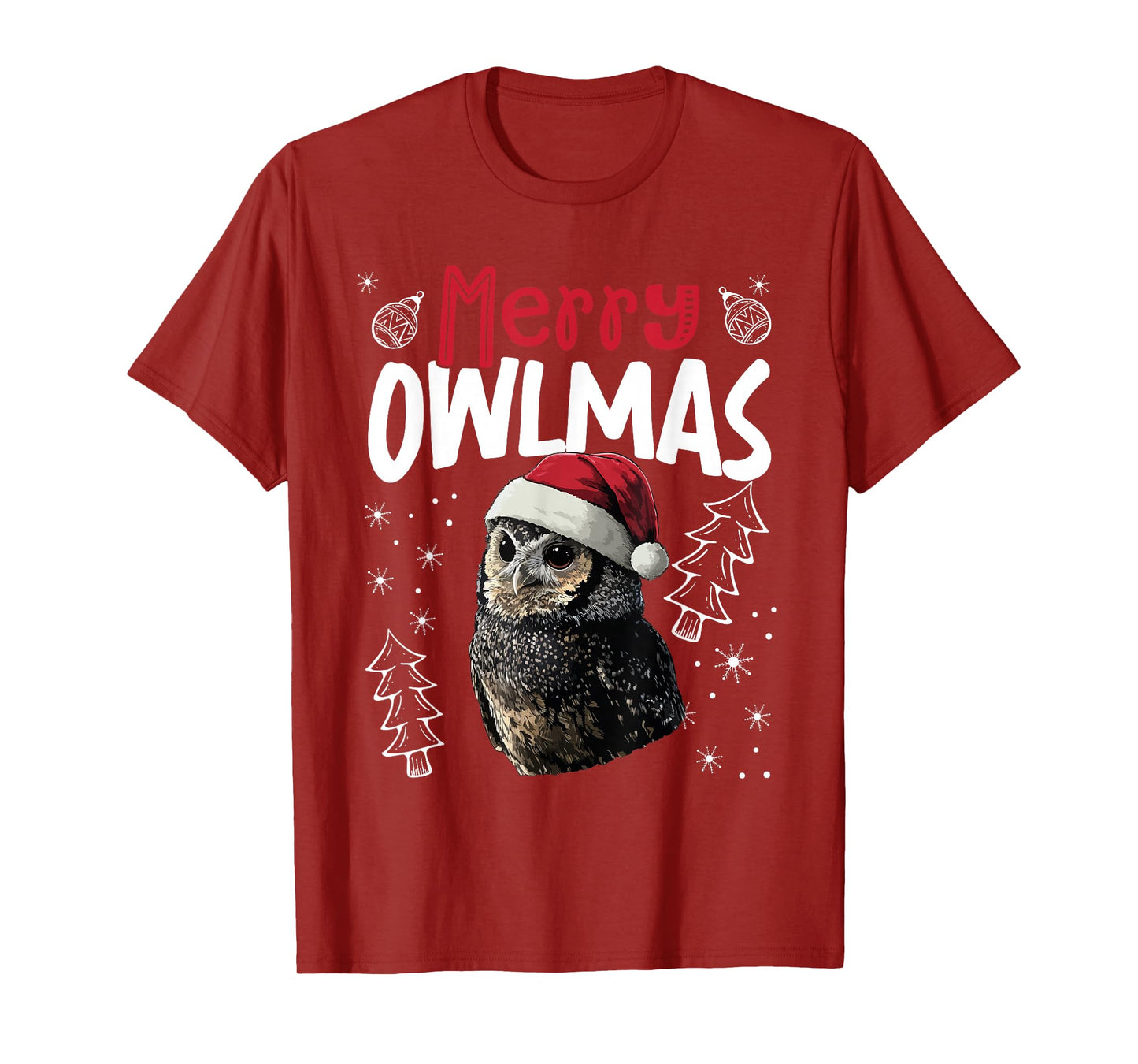 Merry Owlmas Funny Christmas Owl T-Shirt