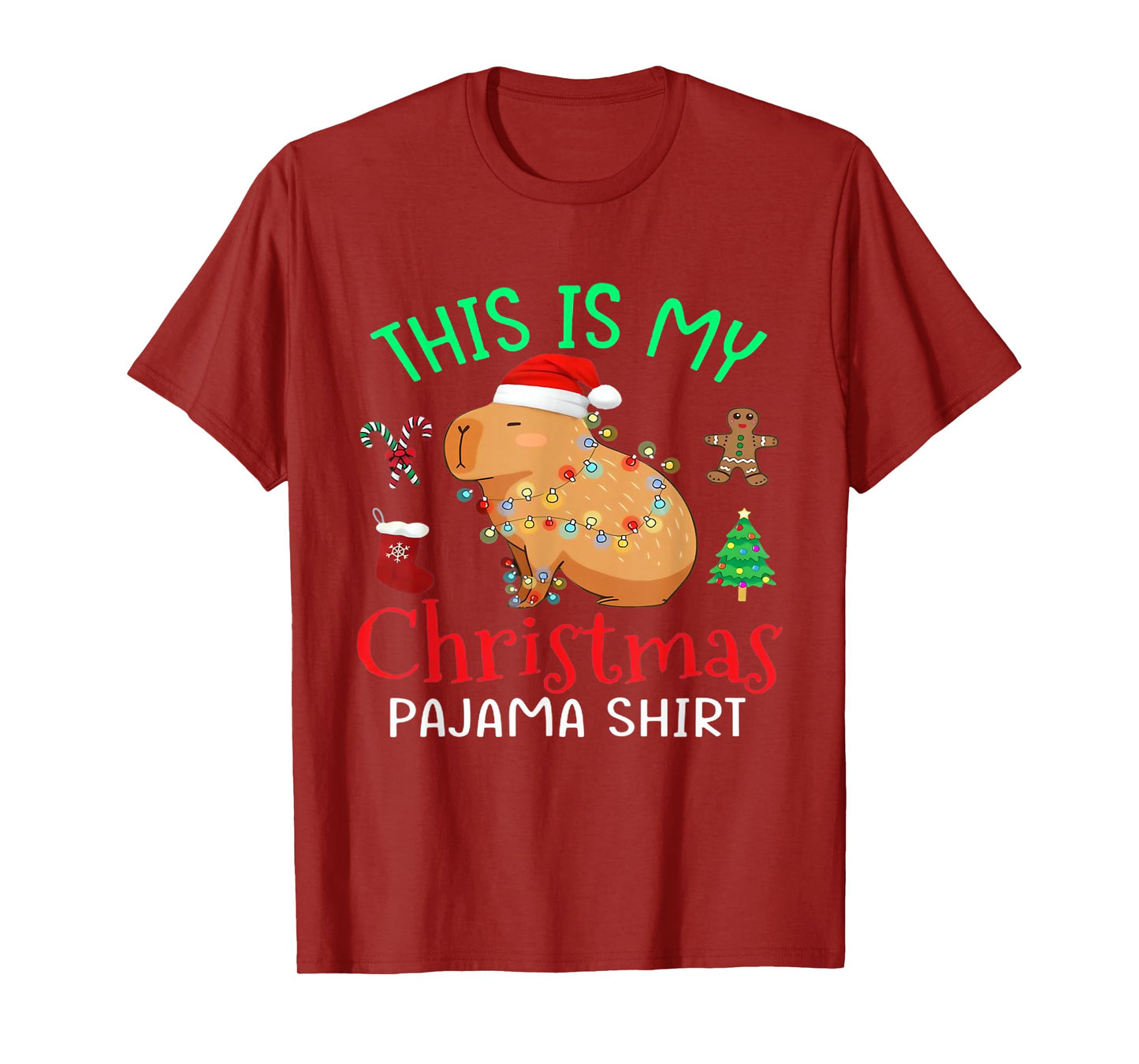 Capybara This is My Christmas Pajama Capy Santa Men Women T-Shirt