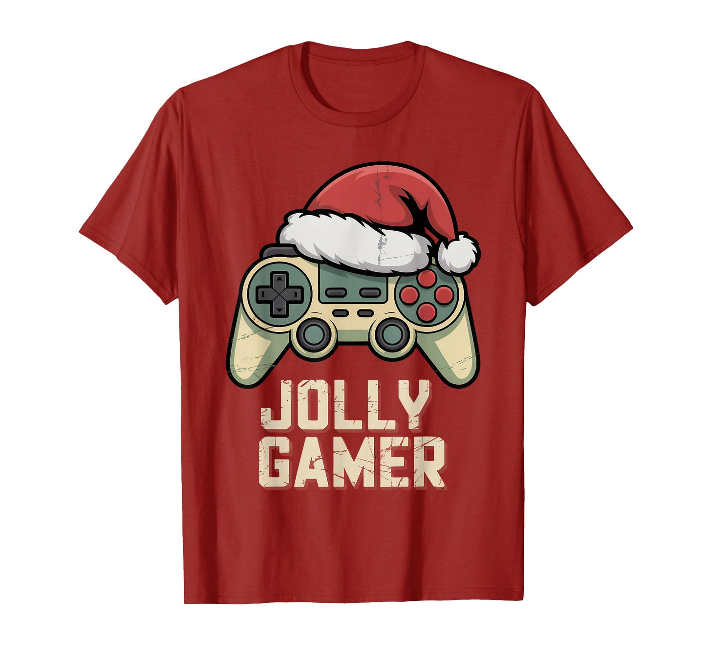 Jolly Gamer Controller with Santa Hat Christmas Video Game T-Shirt