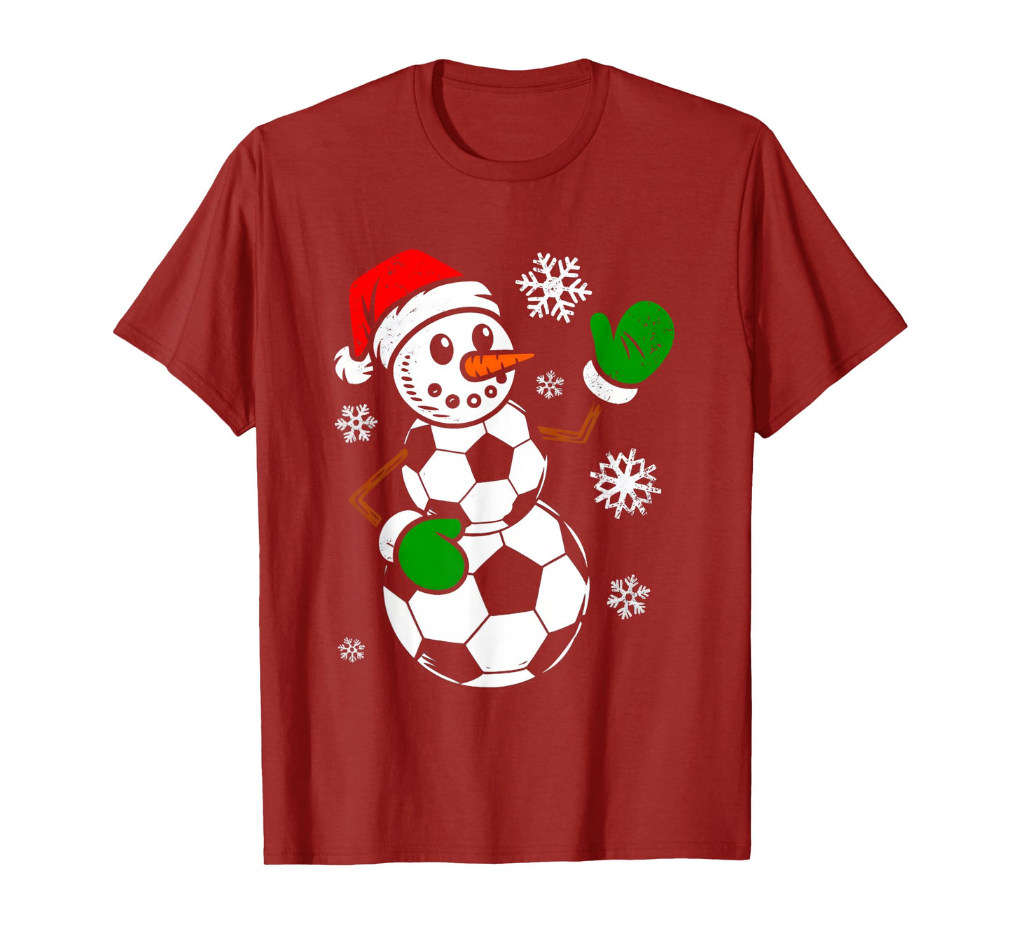 Soccer Santa Hat Snowman Xmas Funny Soccer Lover Christmas T-Shirt